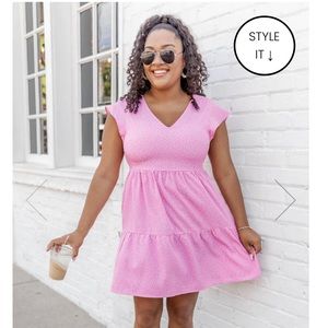 Summer dreams pink polka dot tiered dress